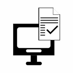 success deadline icon, document and computer icon