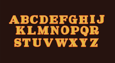 Fototapeta na wymiar Retro style alphabet letters font