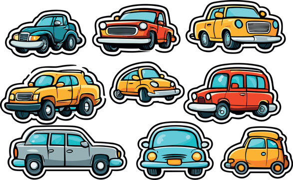Vintage car stickers and travel car illustration © pixeness