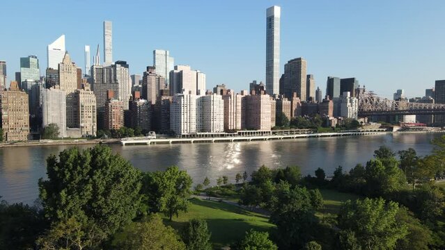 Aerial view of Midtown Manhattan on a summer morning