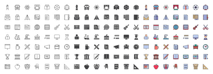 Education and science different style icon set