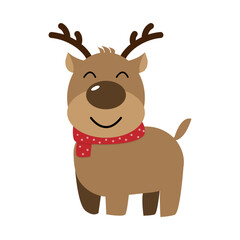 Cute reindeer cartoon vector. Greeting card for Merry Christmas and Happy New Year. illustration.