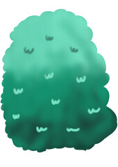 Bush plant,Shaw tree,underwood,shrubery digital cute cartoon artwork isolated element illustration