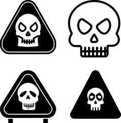 set of skull danger symbol icon vector