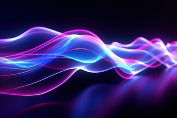 Naklejka premium abstract futuristic background with pink blue glowing neon moving high speed wave lines and bokeh lights. Data transfer concept Fantastic wallpaper