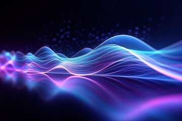 Obraz premium abstract futuristic background with pink blue glowing neon moving high speed wave lines and bokeh lights. Data transfer concept Fantastic wallpaper