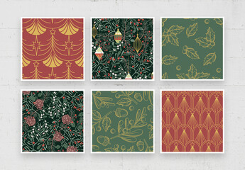 Christmas Patterns Set in Festive Holiday Theme