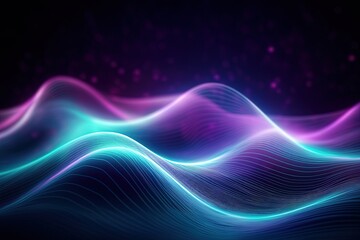Fototapeta premium abstract futuristic background with pink blue glowing neon moving high speed wave lines and bokeh lights. Data transfer concept Fantastic wallpaper