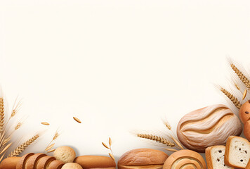 Bakery banner design with bread background