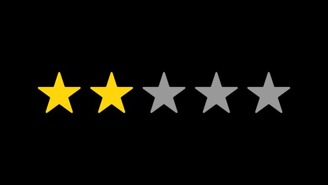 Two star rating review animation. Customer feedback 2 star rating