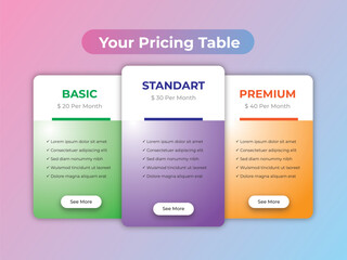 Creative Price Table Vector Template