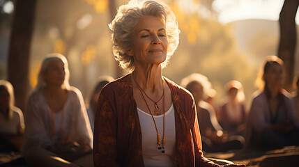 elderly people meditating