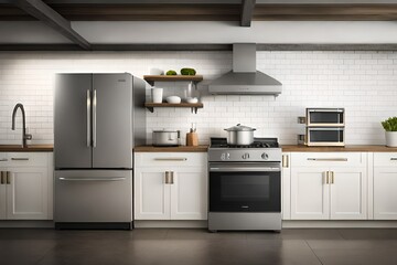 Fototapeta premium Kitchen appliance lineup mockup. 