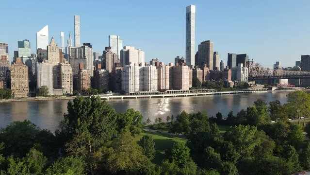 Aerial view of Midtown Manhattan on a summer morning