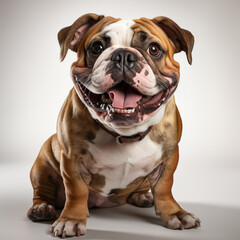 cute brown budog dog on a white background