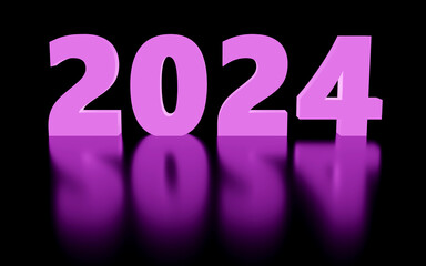 Soft purple style Christmas mood sign 2024 Modern Minimal New Year Concept- 3D render Illustration