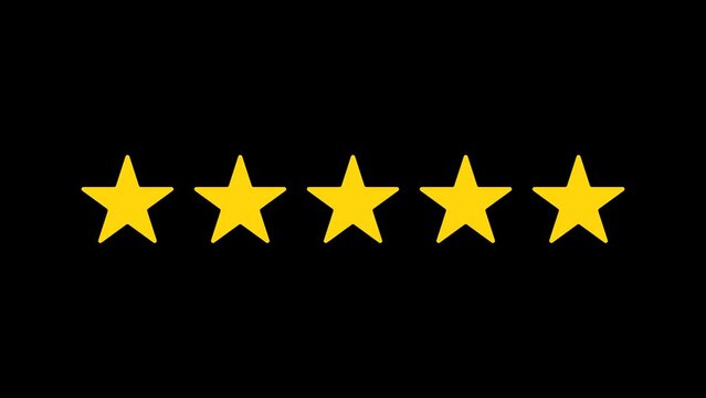Five star rating review animation. Customer feedback 5 star rating