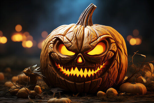 halloween scary pumpkin, AI generated