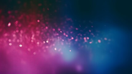 Defocused glow overlay. Light flare. Bokeh radiance. Blur neon blue pink color gradient glare glitter texture dark abstract copy space background, Generative AI