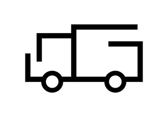 Black line truck shipping icon flat vector design