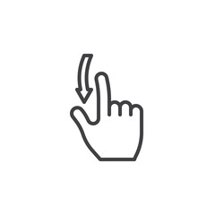 Swiping Down gesture line icon