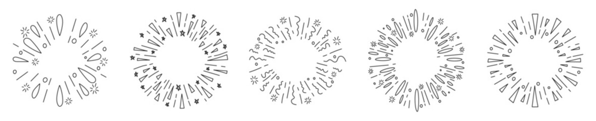 hand drwing radial sunburst doodle circle comic cartoon effect sun ray