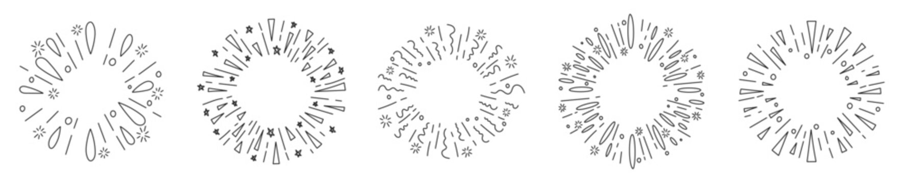 hand drwing radial sunburst doodle circle comic cartoon effect sun ray