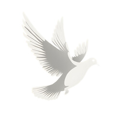 A white dove soars through the air, its wings silhouetted against a black background, a symbol of freedom and peace.