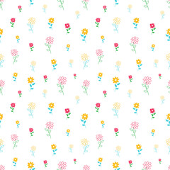 Vintage floral seamless pattern with small flowers. Hand drawn flowers with seamless pattern