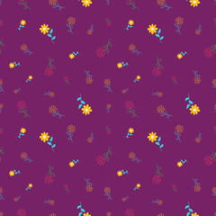 Vintage floral seamless pattern with small flowers. Hand drawn flowers with seamless pattern