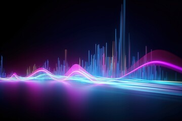 Fototapeta premium abstract futuristic background with pink blue glowing neon moving high speed wave lines and bokeh lights. Data transfer concept Fantastic wallpaper