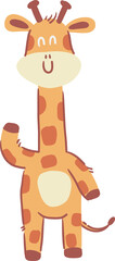 Giraffe . Cute cartoon characters . Hand drawn style . PNG .