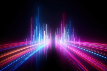 Fototapeta premium abstract futuristic background with pink blue glowing neon moving high speed wave lines and bokeh lights. Data transfer concept Fantastic wallpaper