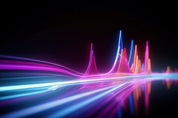 Fototapeta premium abstract futuristic background with pink blue glowing neon moving high speed wave lines and bokeh lights. Data transfer concept Fantastic wallpaper