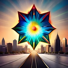 sunrise over the city Created using generative AI tools