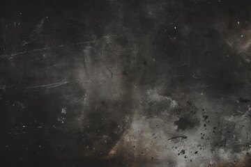 Dust and scratches design. Aged photo editor layer. Black grunge abstract background. Copy space, Generative AI