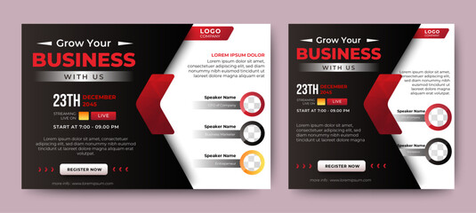 Business Conference live webinar banner invitation and social media post template. Business webinar invitation design. Vector	