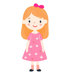 child, dress, kid, little, childhood, cartoon, pink, baby, fun, smiling, small, beauty, smile, one, hair, people, cute, princess, adorable, person, happiness, standing, white background, expression, f
