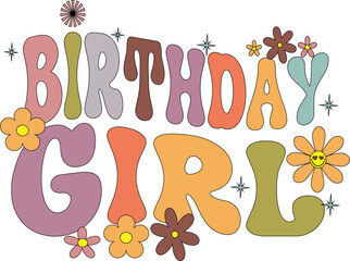 retro vintage girl  happy birthday text