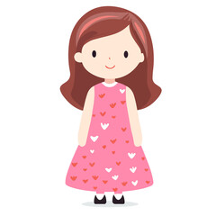 Fototapeta premium child, dress, kid, little, childhood, cartoon, pink, baby, fun, smiling, small, beauty, smile, one, hair, people, cute, princess, adorable, person, happiness, standing, white background, expression, f