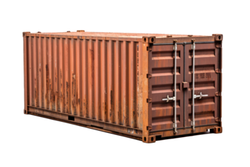 rusty shipping container on isolated transparent png background ,generative ai