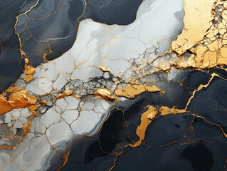 Premium Gold Abstract Marble Marbled Ink Painted