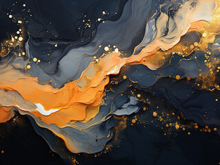 Obraz premium Premium Gold Abstract Marble Marbled Ink Painted