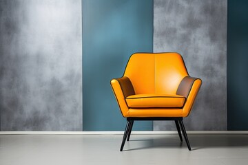 Tilt shift faux leather two tone modern armchair in bright modern minimalist background