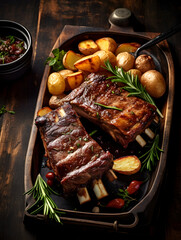 grilled ribs with vegetables