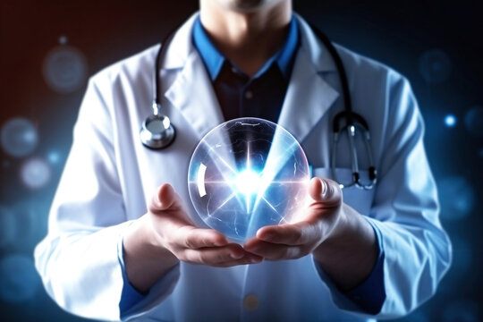 Photo of a doctor using virtual interface for medical diagnosis and treatment