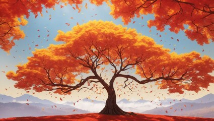 A alone autumn tree 