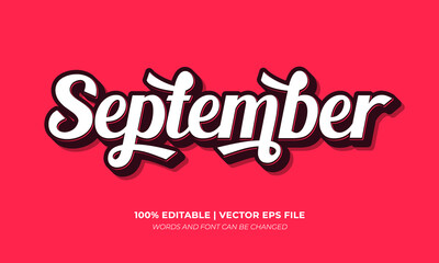 September Retro Groovy 3D Vintage Editable Text Effect, Editable Font Style Theme