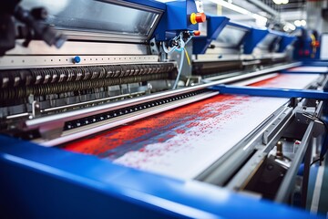 Close-up of Modern manufacturing equipment working on the print typography factory