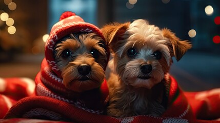 Pups in Christmas sweaters cozy and cute holiday warm, Background Image, HD